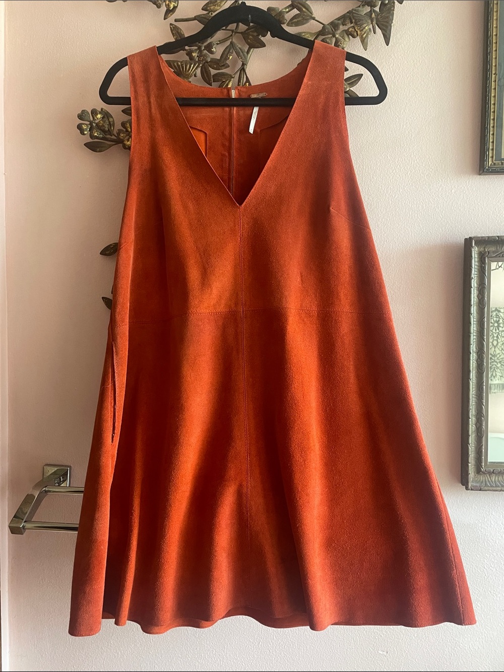 Sleeveless V-Neck Mini Dress in Rust